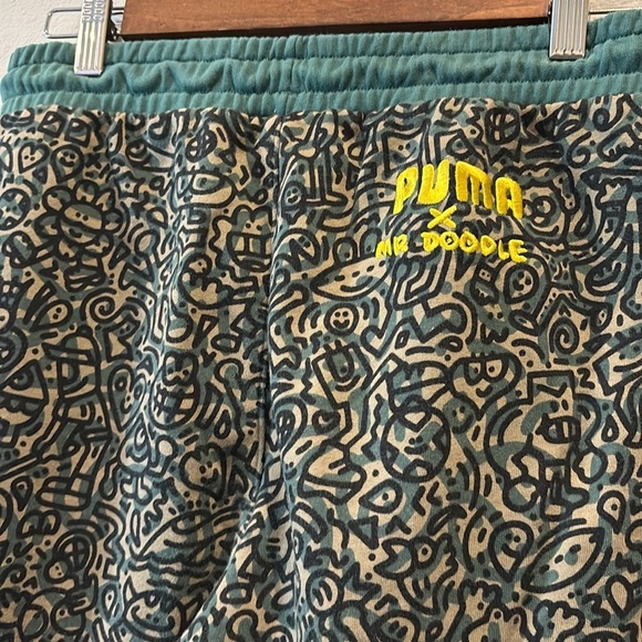 Puma × Vintage Crazy Puma Sweatpants Mr Doodle Green Cotton Joggers Unisex XS​ - Picture 9 of 16